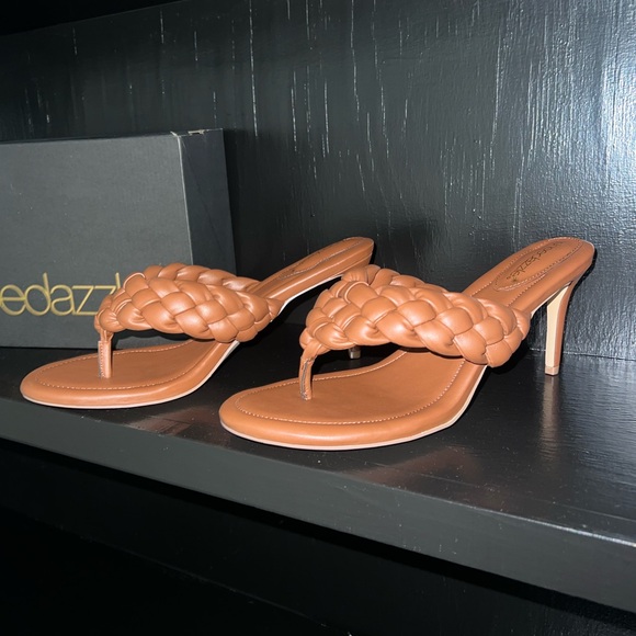 NWT Shoe Dazzle Brown Braided Heeled Sandals - Picture 7 of 7